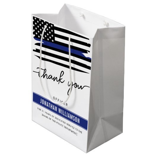 Aangepaste dank Politieagent Pensioen Medium Cadeauzakje (Achterkant Gekanteld)