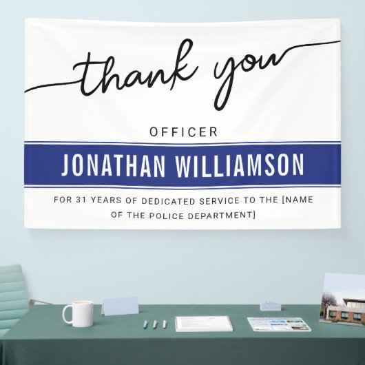 Aangepaste dank Politieagent Pensioen Spandoek (Beurs)