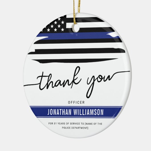 Aangepaste dank Politieagent Pensioengeschenk Keramisch Ornament (Links)