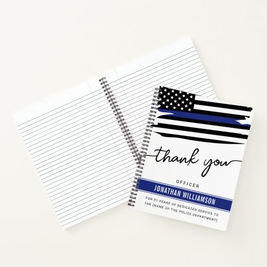 Aangepaste dank Politieagent Pensioengeschenk Notitieboek (Binnen)