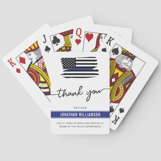 Aangepaste dank Politieagent Pensioengeschenk Pokerkaarten (Achterkant)