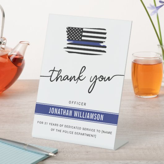 Aangepaste dank Politieagent Pensioengeschenk Reclamebord Met Voetstuk (Insitu)