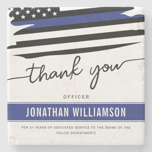 Aangepaste dank Politieagent Pensioengeschenk Stenen Onderzetter (Voorkant)