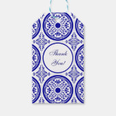 Aangepaste dank u Blauw Wit Gotisch Tegel Patroon Cadeaulabel (Voorkant)