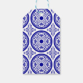 Aangepaste dank u Blauw Wit Gotisch Tegel Patroon Cadeaulabel (Achterkant)