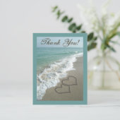 Aangepaste dank u Briefkaart- Sand Hearts / Aqua B Briefkaart (Staand voorkant)