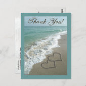 Aangepaste dank u Briefkaart- Sand Hearts / Aqua B Briefkaart (Voorkant / Achterkant)