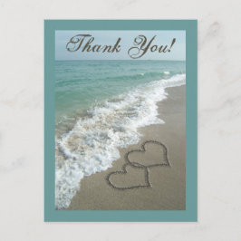 Aangepaste dank u Briefkaart- Sand Hearts / Aqua B Briefkaart