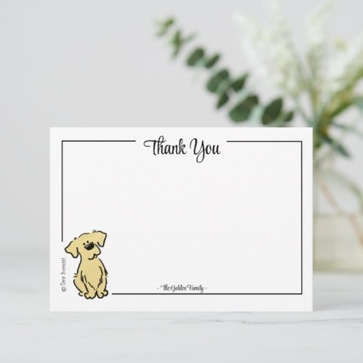 Aangepaste dank u Golden Retriever Puppy Note Kaar Bedankkaart (Staand voorkant)