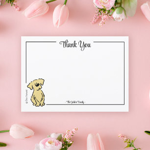 Aangepaste dank u Golden Retriever Puppy Note Kaar Bedankkaart