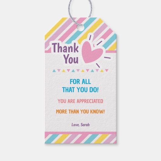 Aangepaste dank u leraar mentor waardering cadeaulabel (Voorkant)