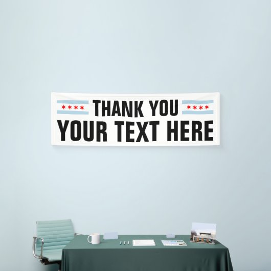 Aangepaste dank U ondertekent banner met Chicago v (Beurs)