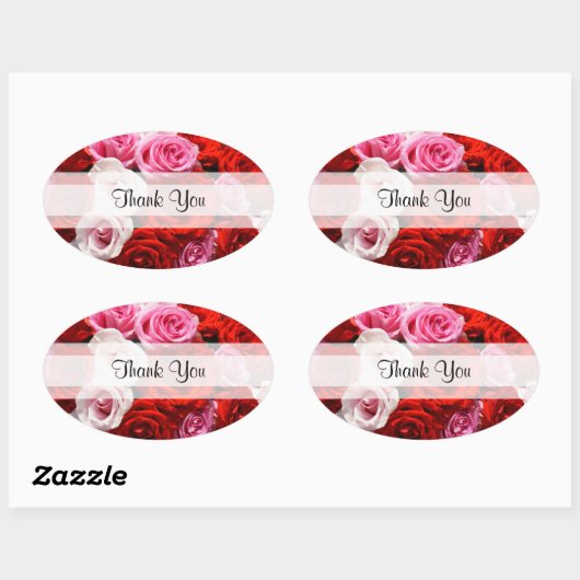 Aangepaste "dank u" Rozen ovale Stickers (Vel)
