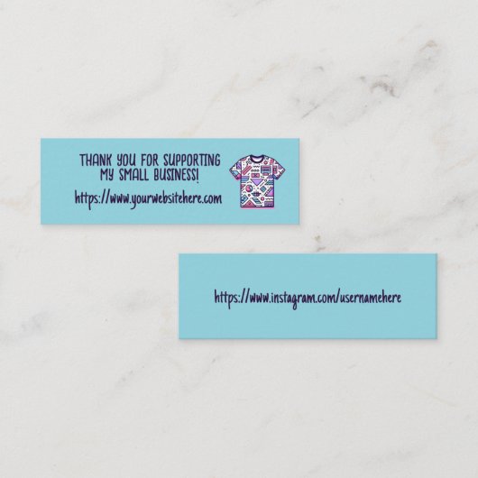 Aangepaste dank u Shirt Small Business Mini Visitekaartje (Voorkant / Achterkant)