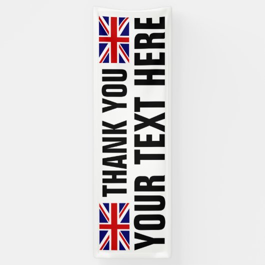 Aangepaste dank U teken banner met Engelse vlaggen (Verticaal)