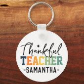 Aangepaste dankbare leraar voor Kerstmis Thanksgiv Sleutelhanger (Voorkant)