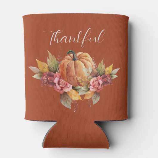 Aangepaste dankbare Thanksgiving herfst Oranje pom Blikjeskoeler (Achterkant)