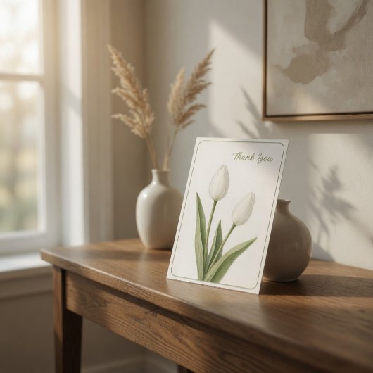 Aangepaste Dankkaart Witte Tulp Bijzondere Uitvaar Bedankkaart