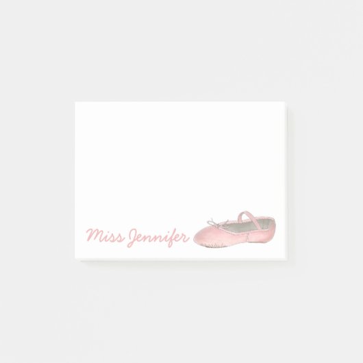 Aangepaste danslang roze balletslipper post-it® notes (Voorkant)