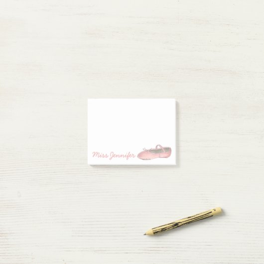 Aangepaste danslang roze balletslipper post-it® notes (Op bureau)