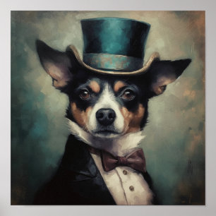 Aangepaste Dapper Chihuahua Teal Hoed Kunstprint Poster