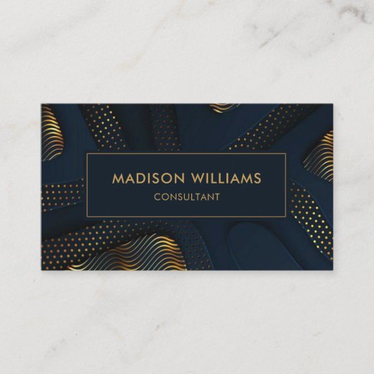 Aangepaste Dark Navy Blue Gold Glitter Professiona Visitekaartje (Voorkant)