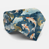 Aangepaste das met koikarperpatroon (Opgerold)