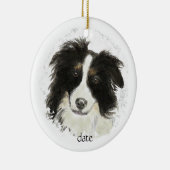 Aangepaste Dated Border Collie, Dog Pet, Animal Keramisch Ornament (Rechts)