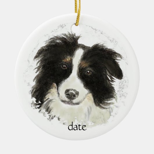 Aangepaste Dated Border Collie, Dog Pet, Animal Keramisch Ornament (Voorkant)