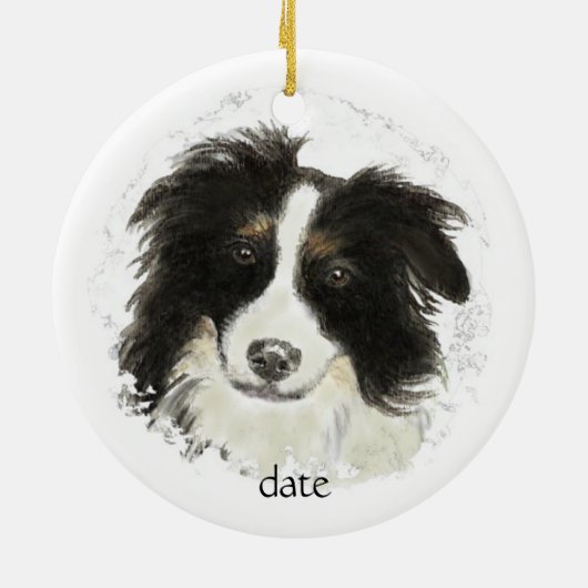 Aangepaste Dated Border Collie, Dog Pet, Animal Keramisch Ornament (Achterkant)