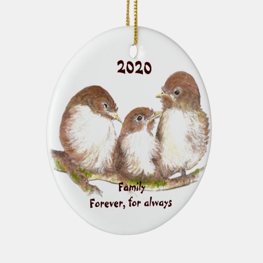 Aangepaste Dated Family voor schattige vogelfamili Keramisch Ornament (Rechts)