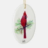 Aangepaste Dated Kardinaal Bird Natuur Keramisch Ornament (Rechts)