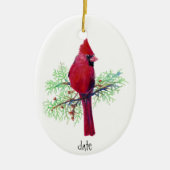 Aangepaste Dated Kardinaal Bird Natuur Keramisch Ornament (Voorkant)