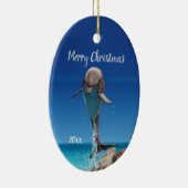 Aangepaste Dated Mooie Dolfijn Zee Dier Wildlife Keramisch Ornament (Rechts)