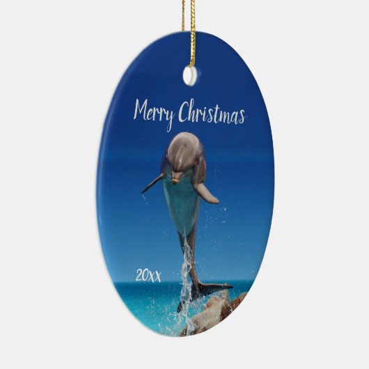 Aangepaste Dated Mooie Dolfijn Zee Dier Wildlife Keramisch Ornament (Rechts)