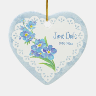 Aangepaste Dated Name Vergeet-me-niet Memorial Flo Keramisch Ornament
