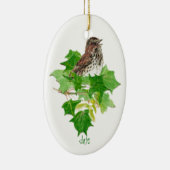 Aangepaste Dated Song Sparrow Waterverf Bird Natuu Keramisch Ornament (Rechts)