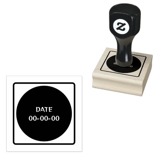 Aangepaste DATUM 00-00-00 Tekst Gedrukt Jet Zwarte Rubberstempel (Gestempeld)