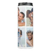 Aangepaste datum 4 Foto Collage Initialen Moderne Thermosbeker (Achterkant)