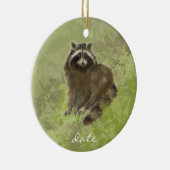 Aangepaste datum, accoon, Waterverf Keramisch Ornament (Rechts)