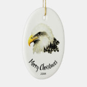 Aangepaste datum Amerikaanse zeearend uil vogel vr Keramisch Ornament (Rechts)