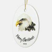 Aangepaste datum Amerikaanse zeearend uil vogel vr Keramisch Ornament (Links)