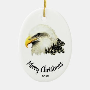 Aangepaste datum Amerikaanse zeearend uil vogel vr Keramisch Ornament