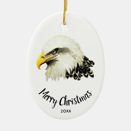 Aangepaste datum Amerikaanse zeearend uil vogel vr Keramisch Ornament (Voorkant)