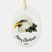 Aangepaste datum Amerikaanse zeearend uil vogel vr Keramisch Ornament (Achterkant)