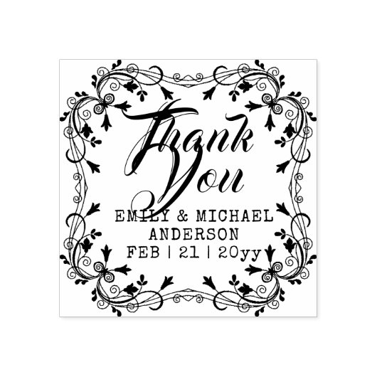 Aangepaste datum BEDANKT Zegel Handgeschreven Sier Rubberstempel (Afrduk)