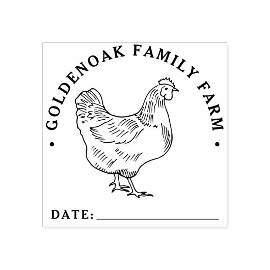 Aangepaste datum Boerderij kippeneieren gepersonal Rubberstempel (Afrduk)