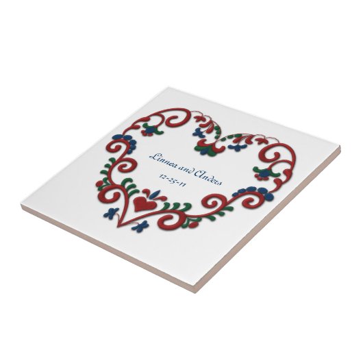 Aangepaste datum bruiloft Jubileum Scandinavisch H Tegeltje (Zijkant)