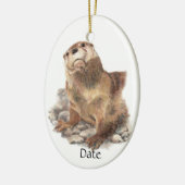 Aangepaste datum Cute River Otter, Natuur Animal Keramisch Ornament (Links)