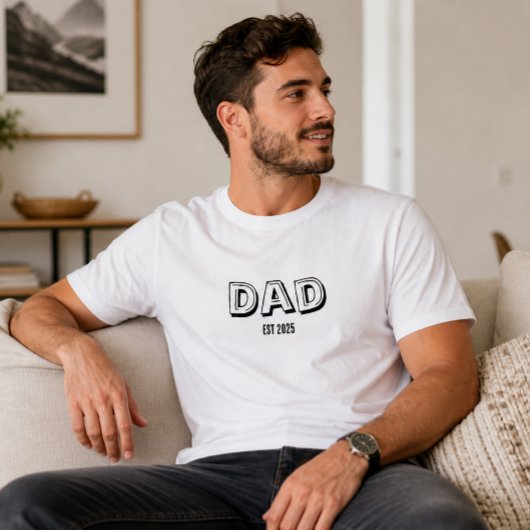 Aangepaste datum Est modern minimalistisch zwart w T-shirt